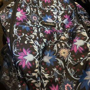 Vera Bradley Black Backpack with Blue and Purple Floral Design